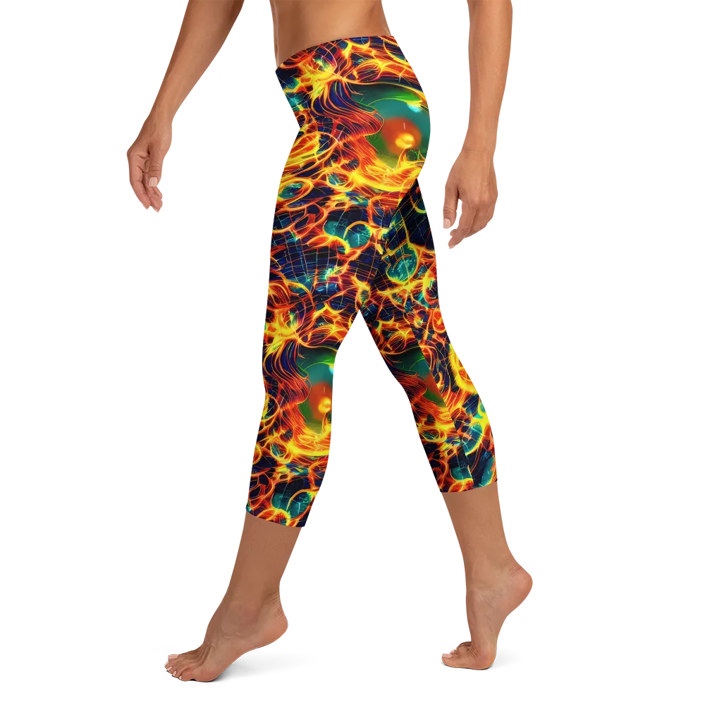 Inferno Grid on Capri Leggings — Left