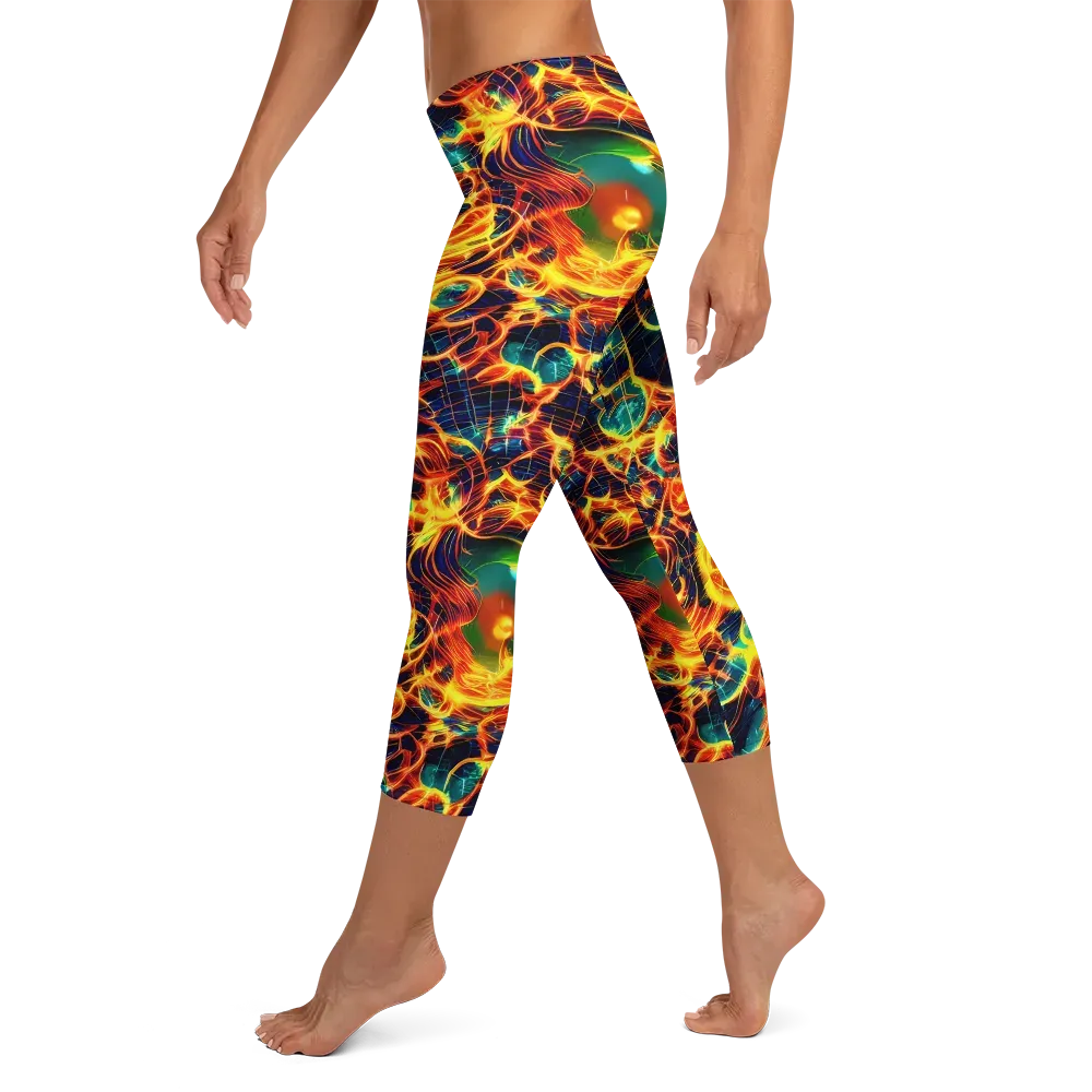 Inferno Grid on Capri Leggings — Left