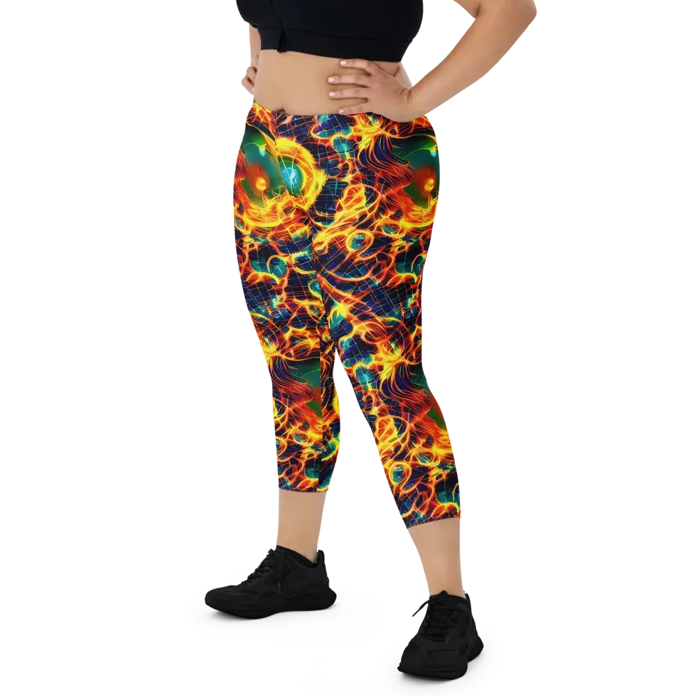 Inferno Grid on Capri Leggings — Front