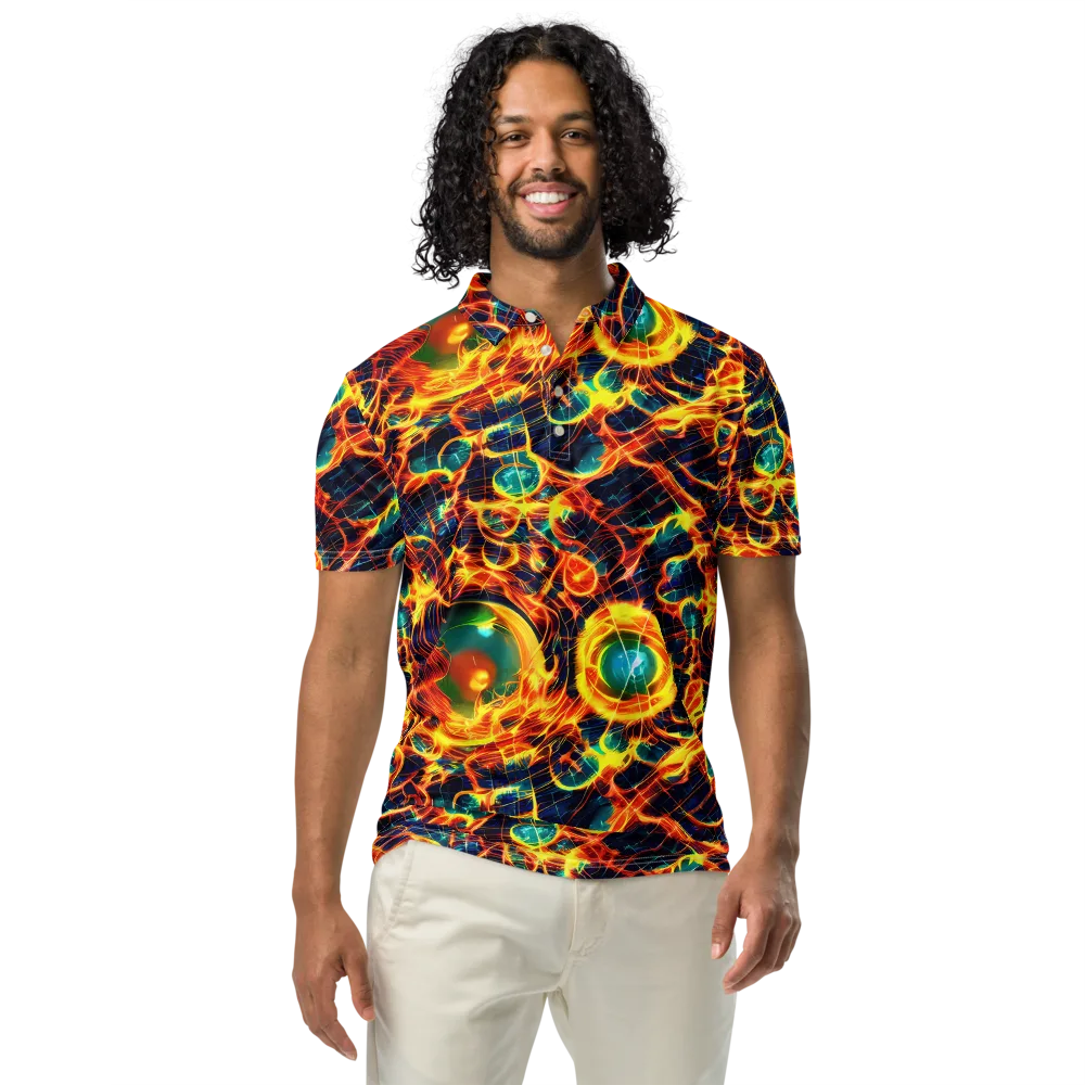 Inferno Grid on Men's Slim Fit Polo Shirt — Front