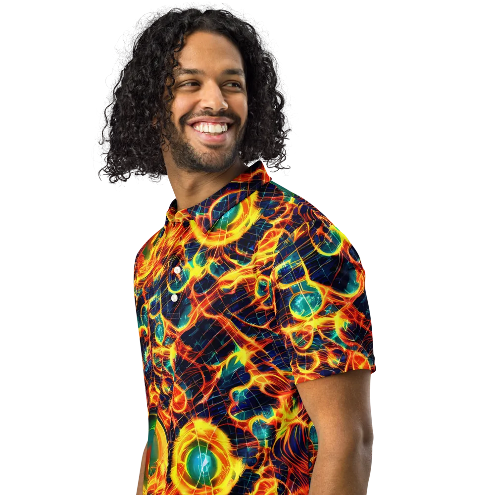 Inferno Grid on Men's Slim Fit Polo Shirt — Left Front