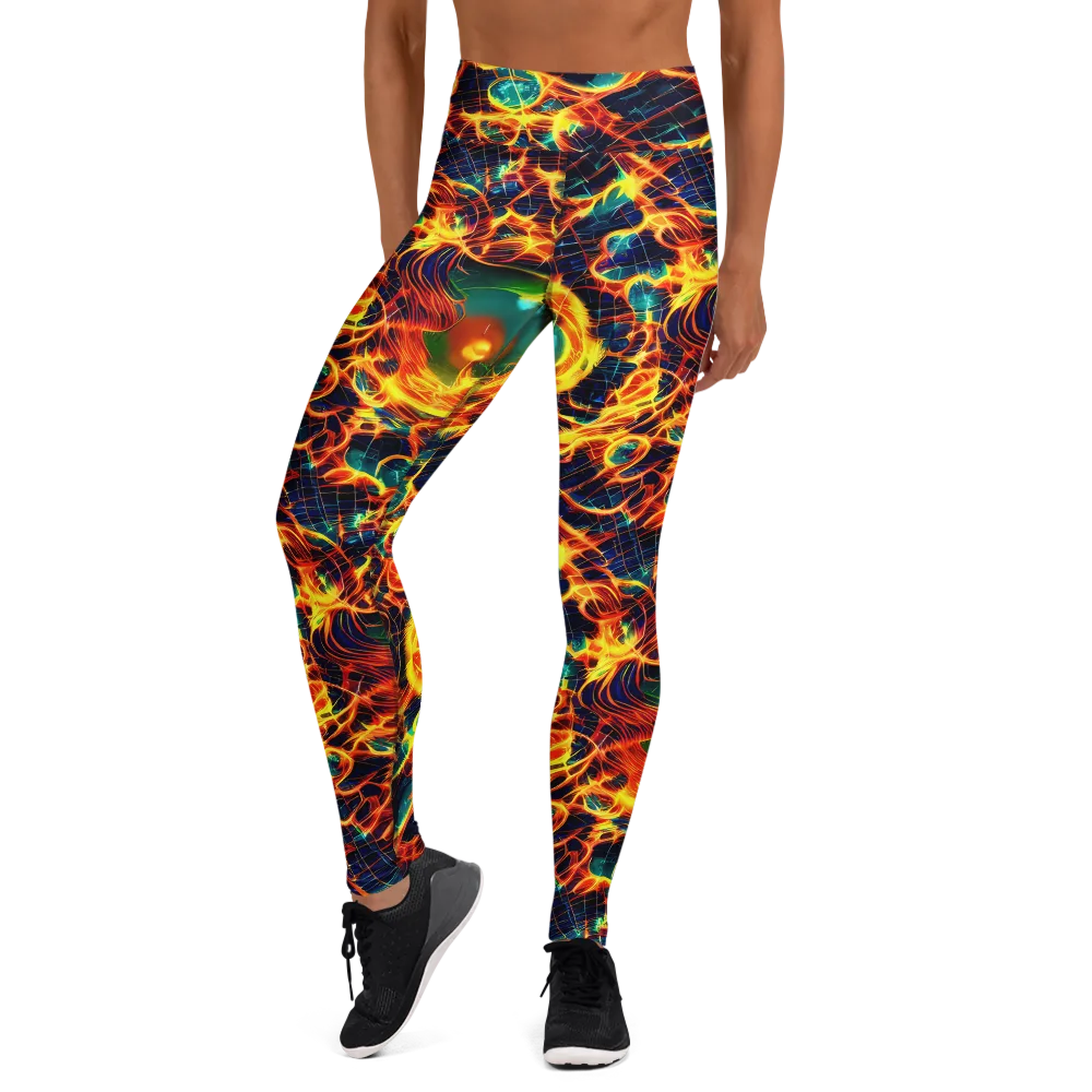 Inferno Grid on Yoga Leggings — Front