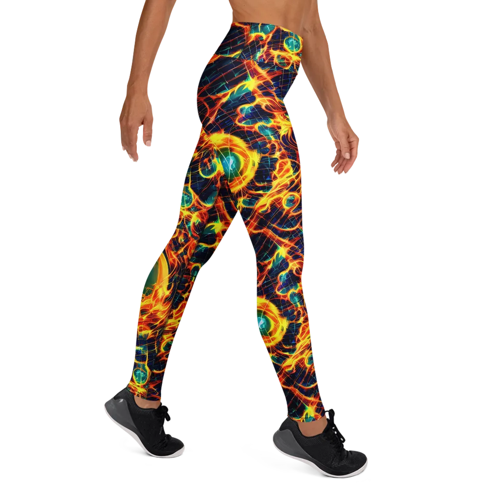Inferno Grid on Yoga Leggings — Right