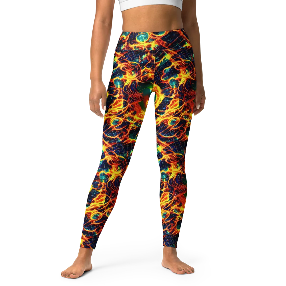 Inferno Grid on Yoga Leggings — Front