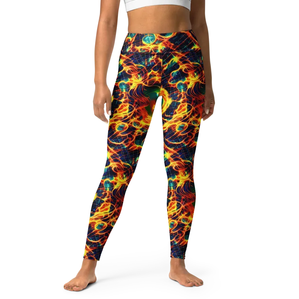 Inferno Grid on Yoga Leggings — Front