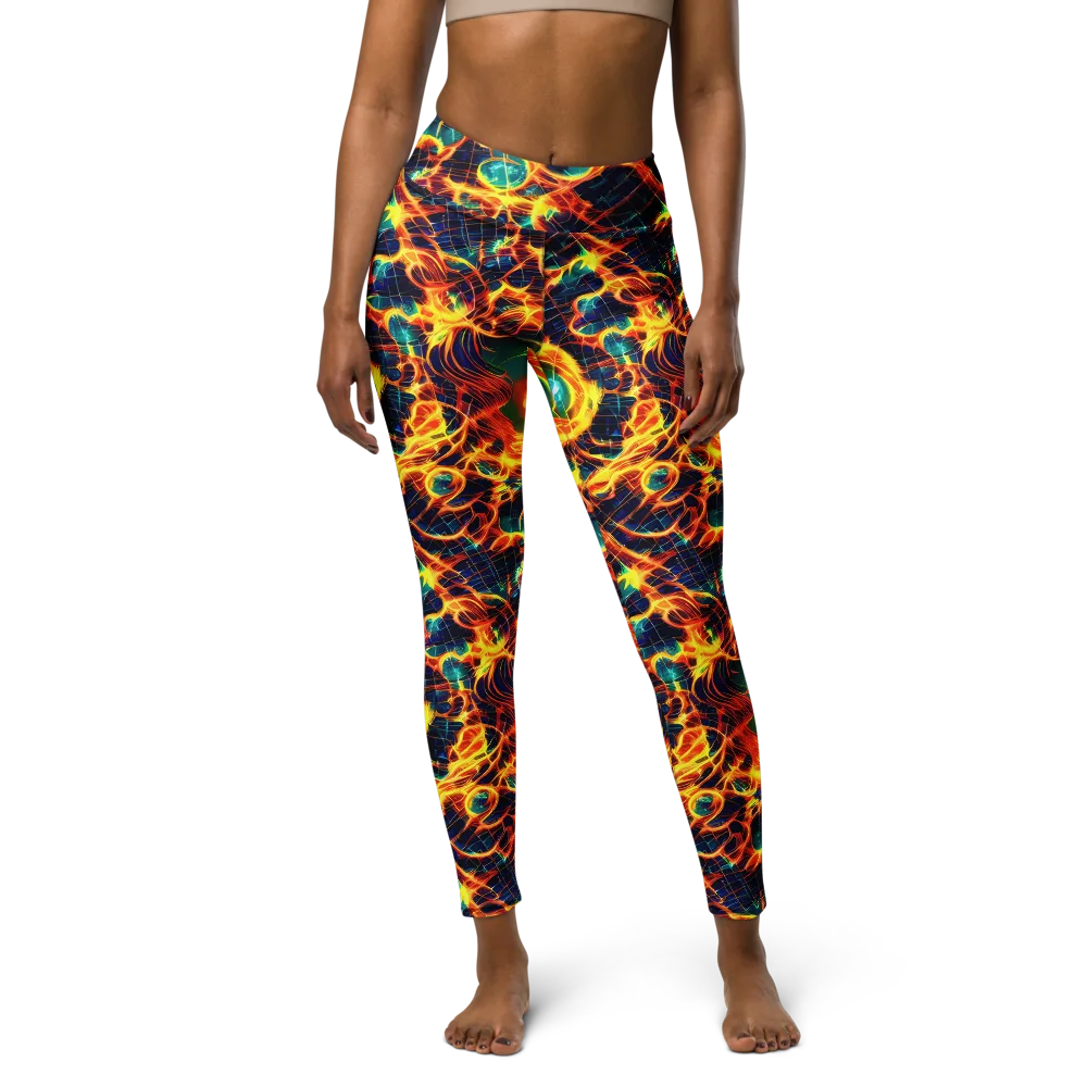 Inferno Grid on Yoga Leggings — Front
