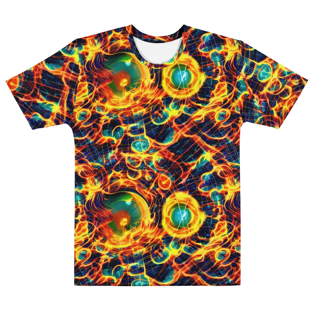 Inferno Grid on Men's Cotton Crew Neck T-Shirt — Front