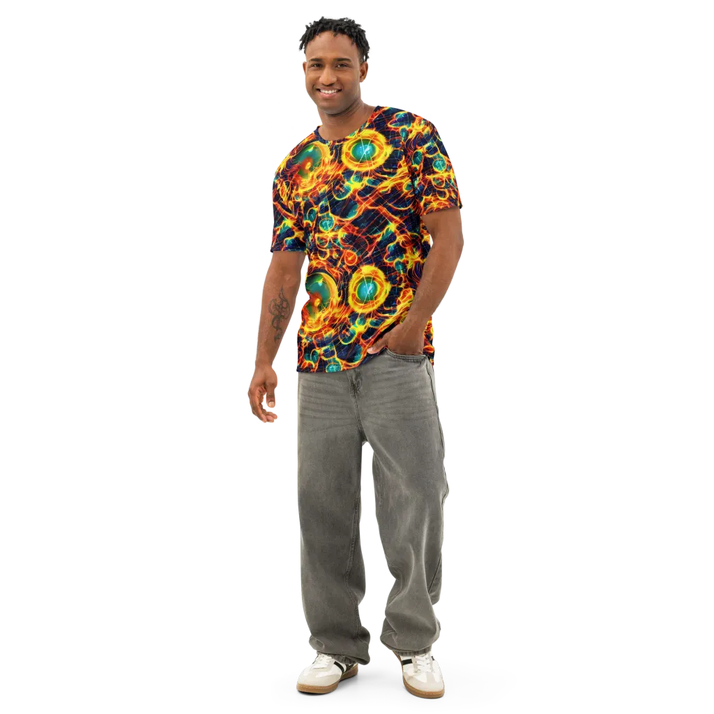 Inferno Grid on Men's Cotton Crew Neck T-Shirt — Front