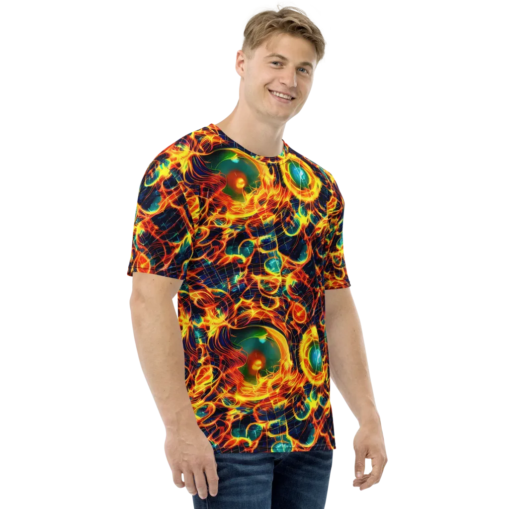Inferno Grid on Men's Crew Neck T-Shirt — Right