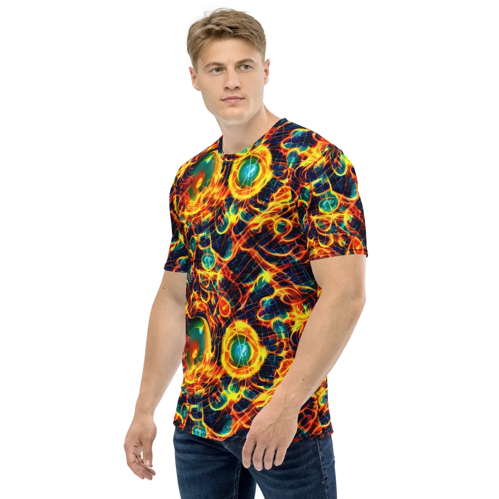 Inferno Grid on Men's Crew Neck T-Shirt — Left