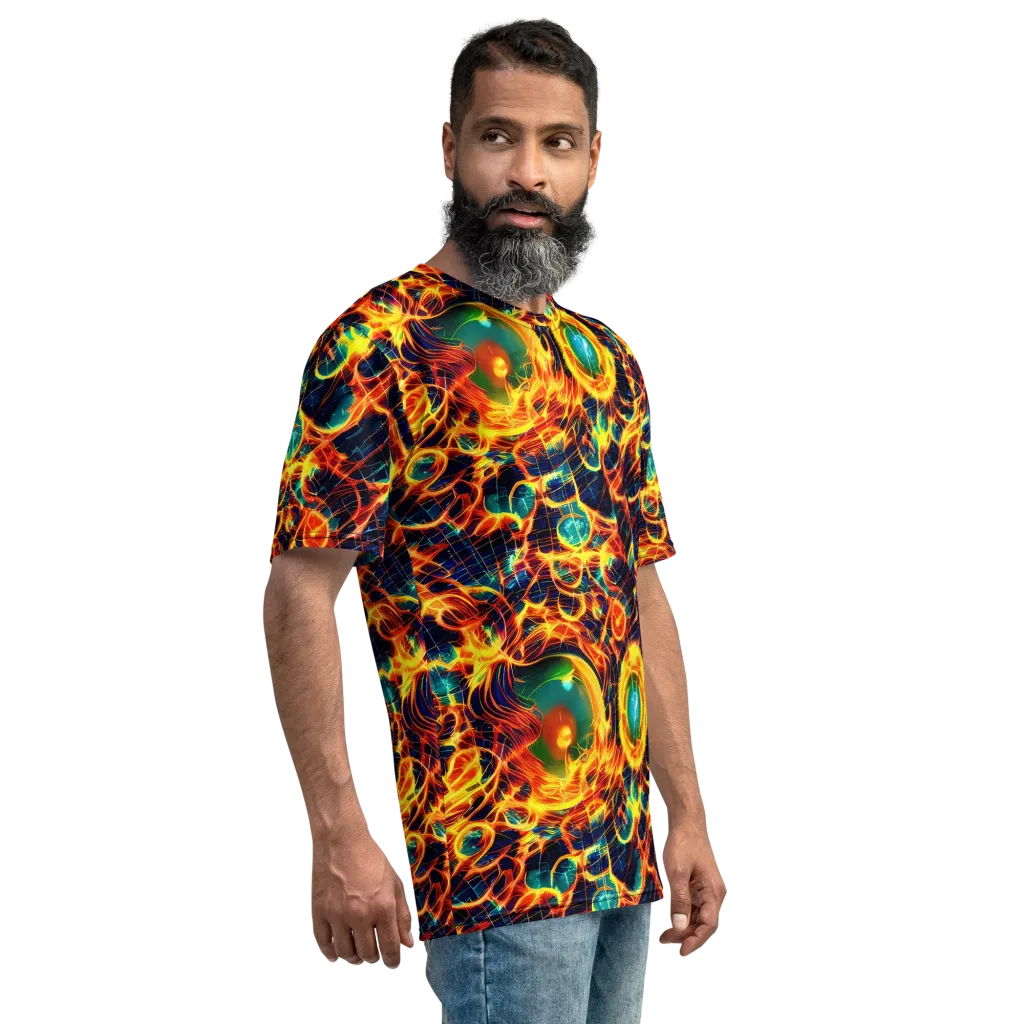 Inferno Grid on Men's Crew Neck T-Shirt — Right