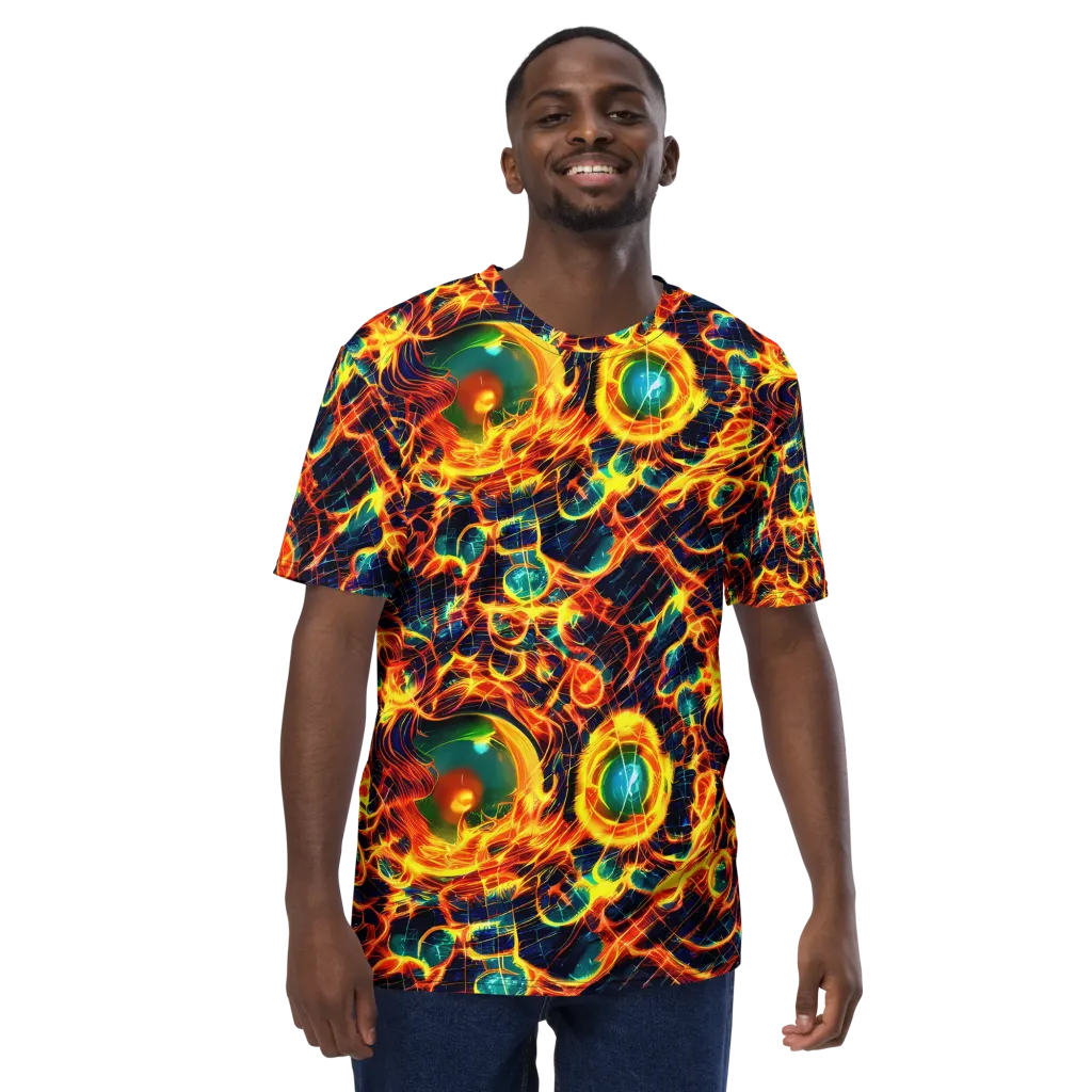 Inferno Grid on Men's Crew Neck T-Shirt — Front
