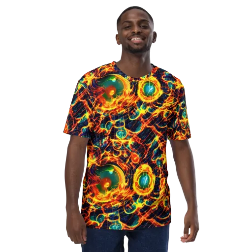 Inferno Grid on a Men's Crew Neck T-Shirt