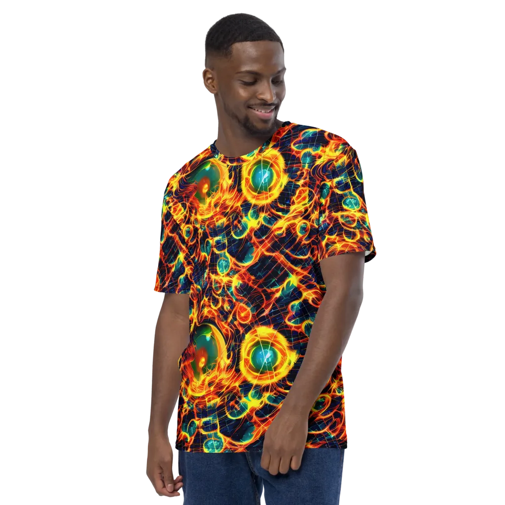 Inferno Grid on Men's Crew Neck T-Shirt — Left