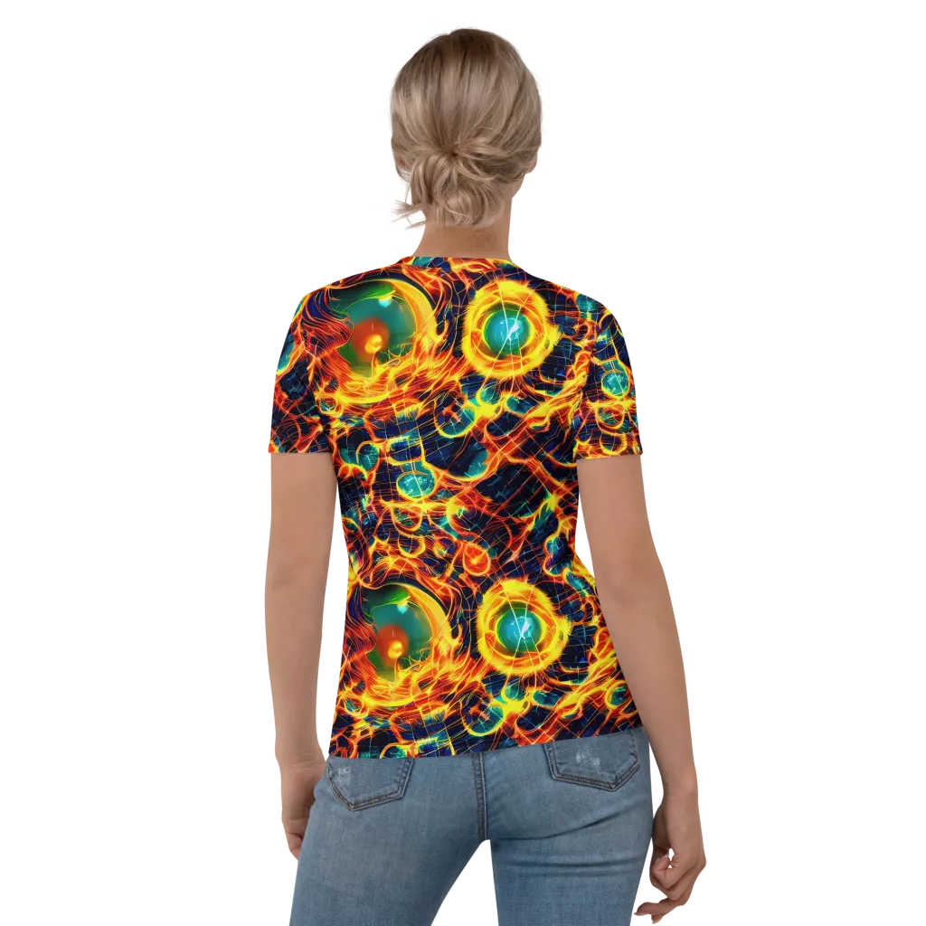 Inferno Grid on Women's Crew Neck T-Shirt — Back