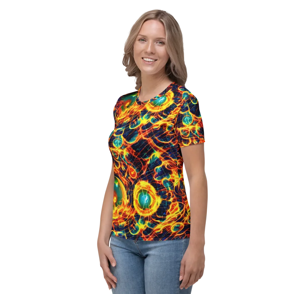 Inferno Grid on Women's Crew Neck T-Shirt — Left
