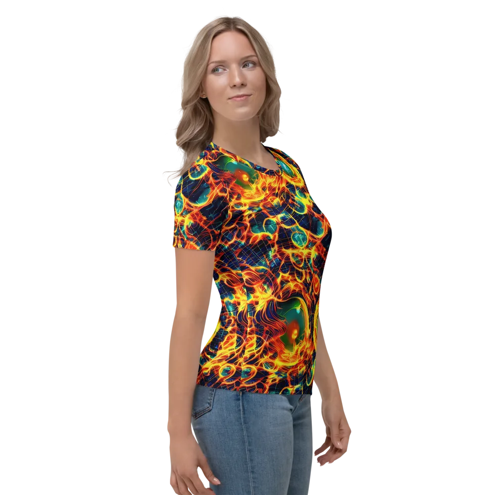Inferno Grid on Women's Crew Neck T-Shirt — Right