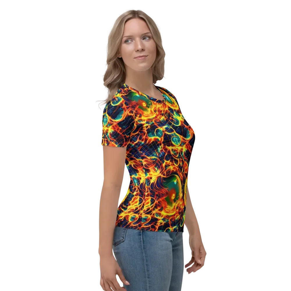 Inferno Grid on Women's Crew Neck T-Shirt — Right