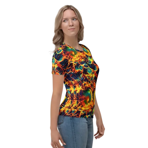 Inferno Grid on a Women's Crew Neck T-Shirt