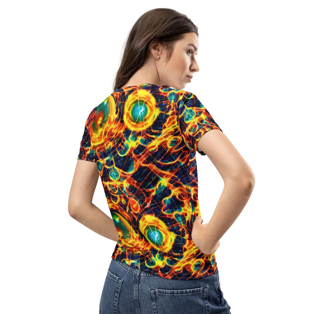 Inferno Grid on Women's Crew Neck T-Shirt — Back
