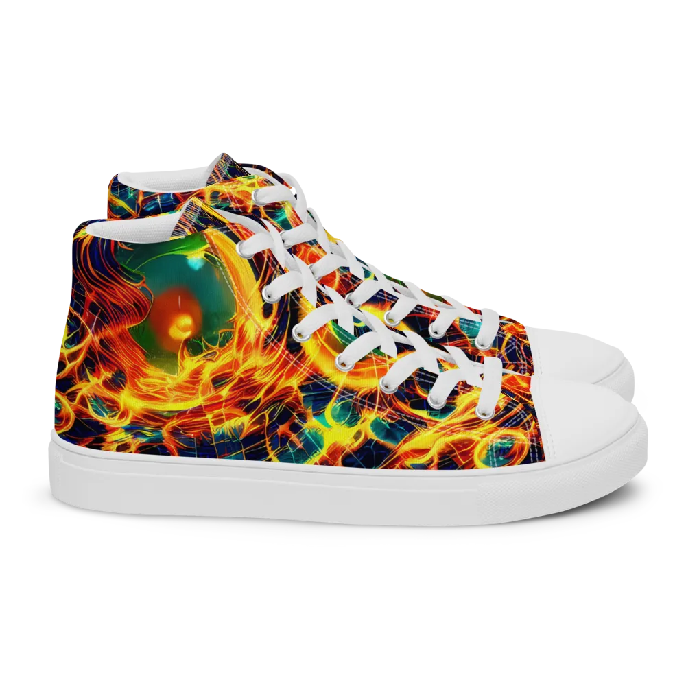Inferno Grid on Women's High Top Canvas Shoes — Right
