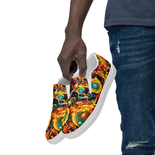 Inferno Grid on a Men's Slip-On Canvas Shoes