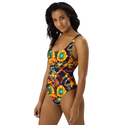 Inferno Grid on a One-Piece Swimsuit