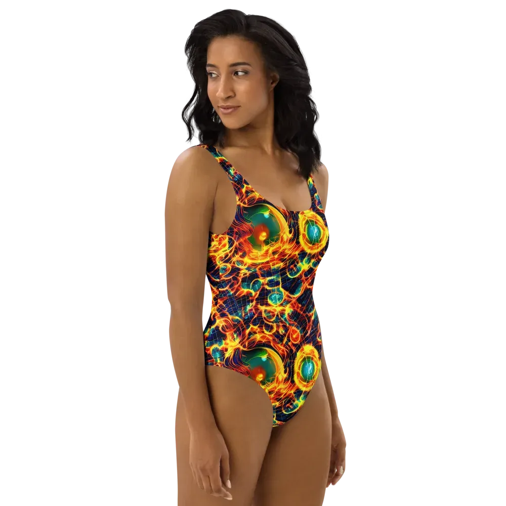 Inferno Grid on One-Piece Swimsuit — Right