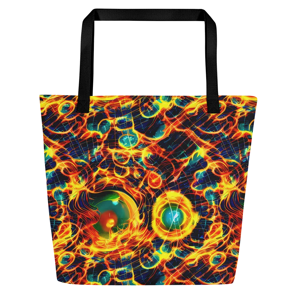 Inferno Grid on Large Tote Bag W/ Pocket — Front