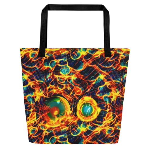 Inferno Grid on a Large Tote Bag W/ Pocket