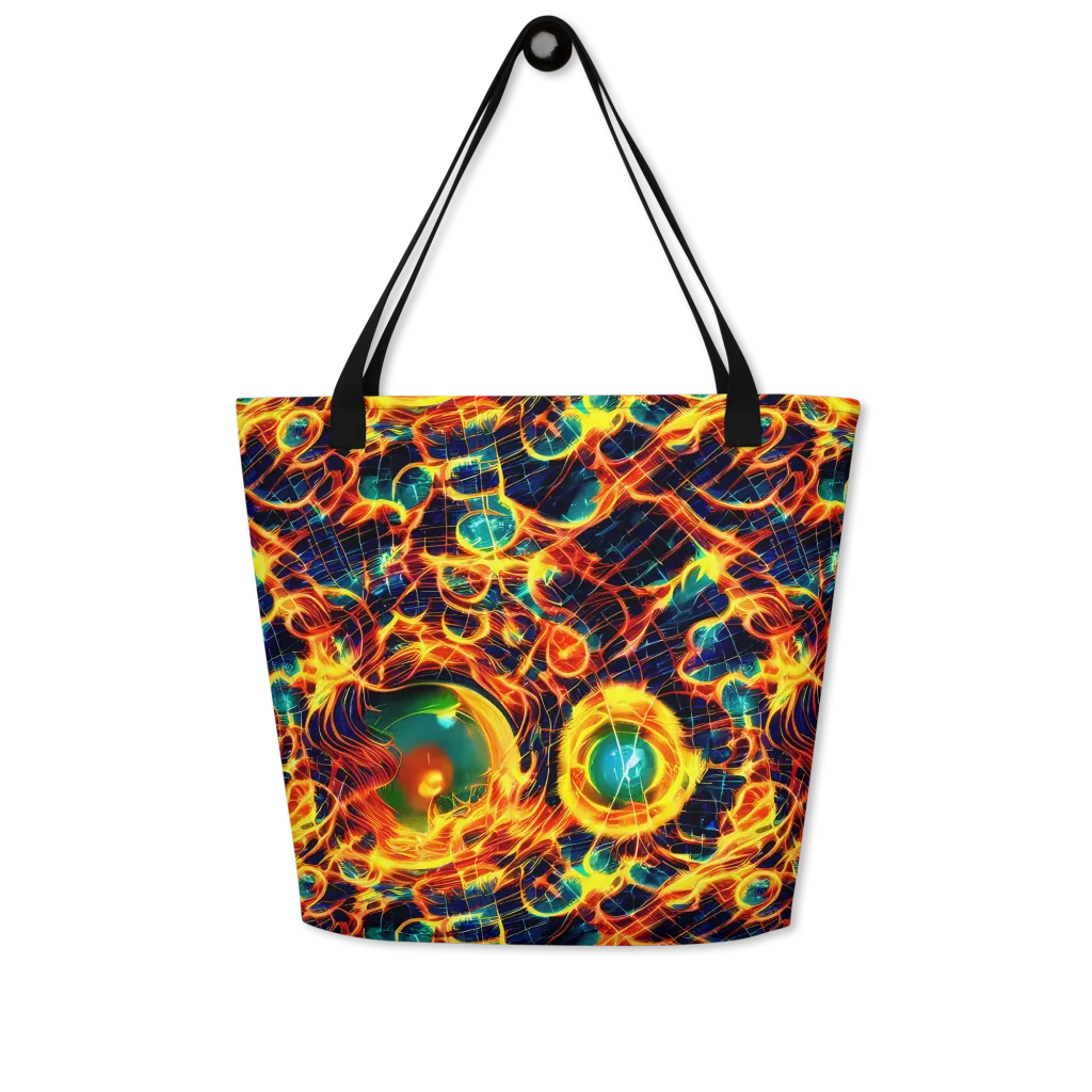 Inferno Grid on Large Tote Bag W/ Pocket — Front