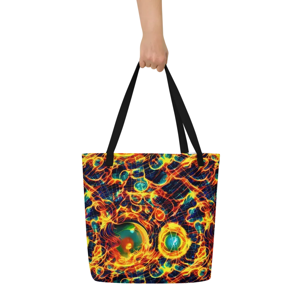 Inferno Grid on Large Tote Bag W/ Pocket — Front