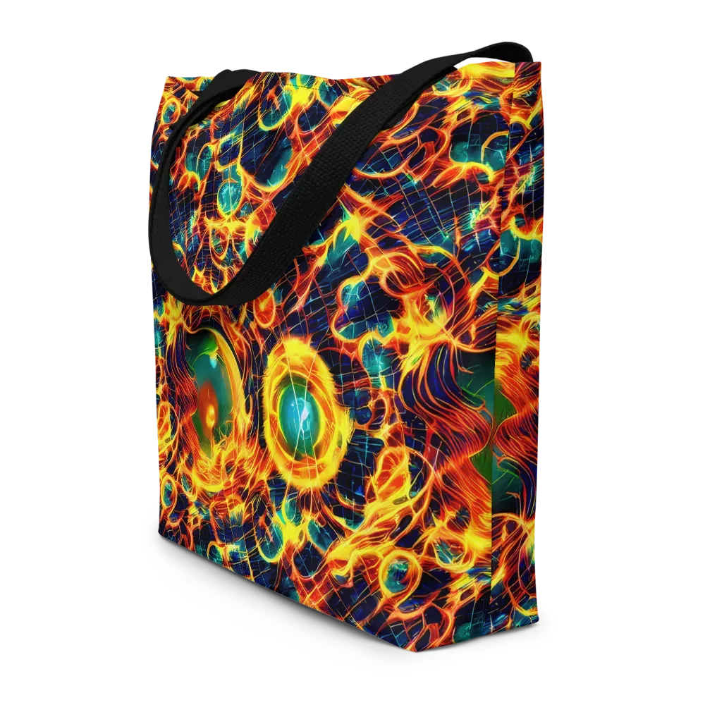 Inferno Grid on Large Tote Bag W/ Pocket — Front