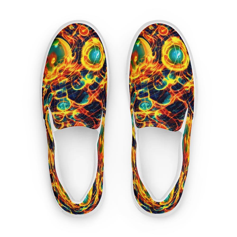 Inferno Grid on Women's Slip-On Canvas Shoes — Front
