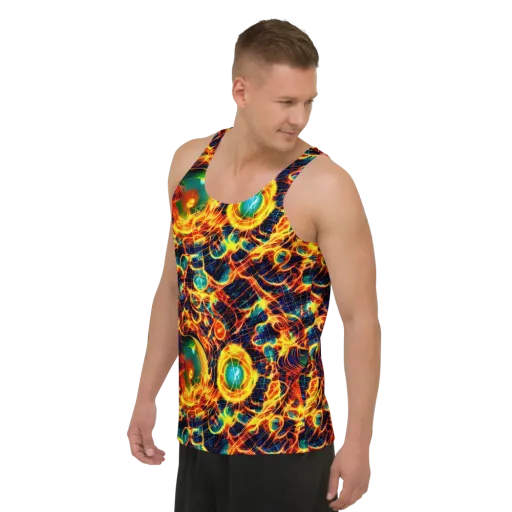 Inferno Grid on a Men's Tank Top