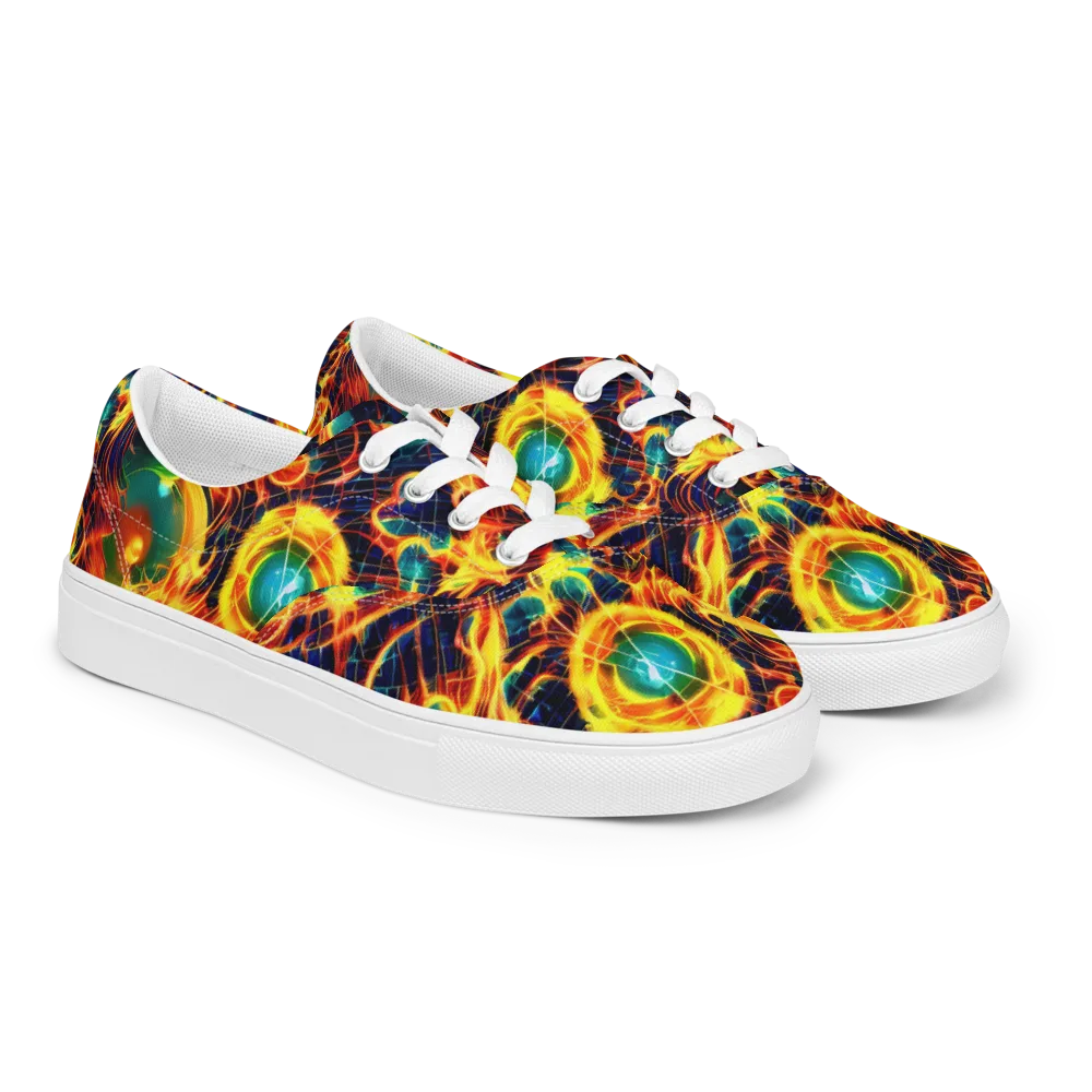 Inferno Grid on Men's Lace-Up Canvas Shoes — Right Front