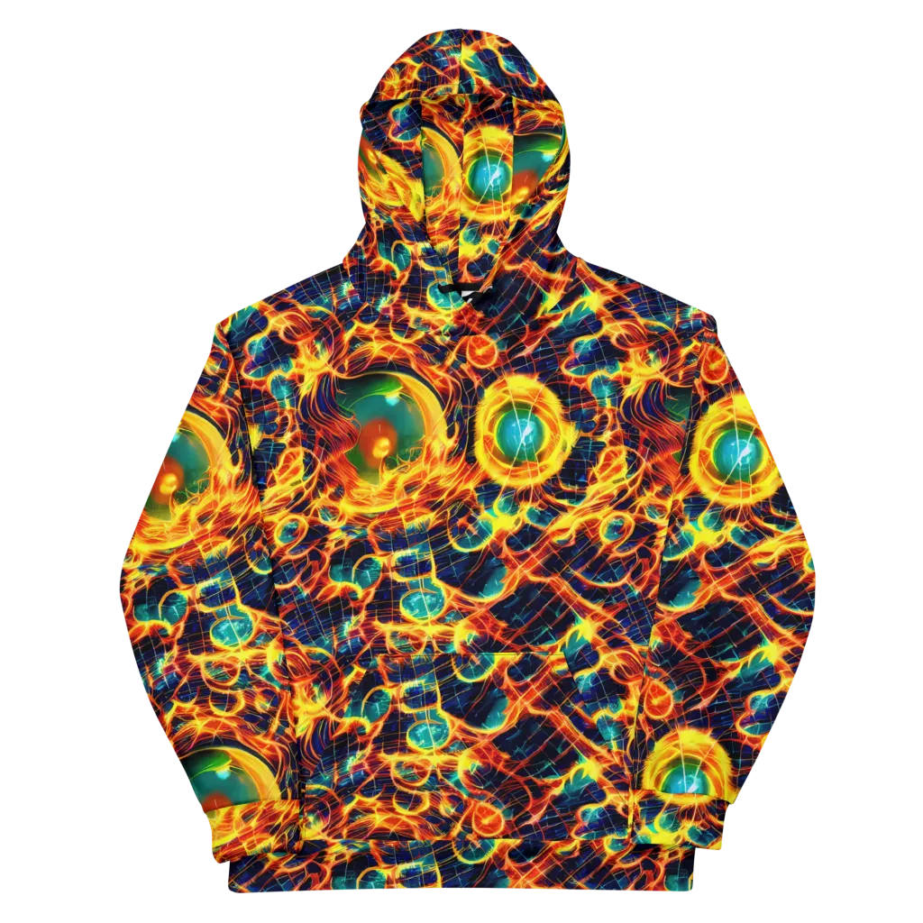 Inferno Grid on Cotton Hoodie — Front