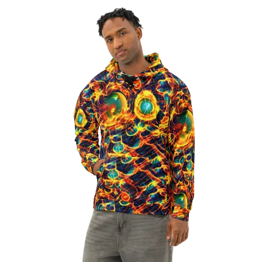 Inferno Grid on a Cotton Hoodie