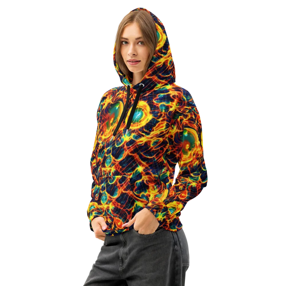 Inferno Grid on Cotton Hoodie — Left Front