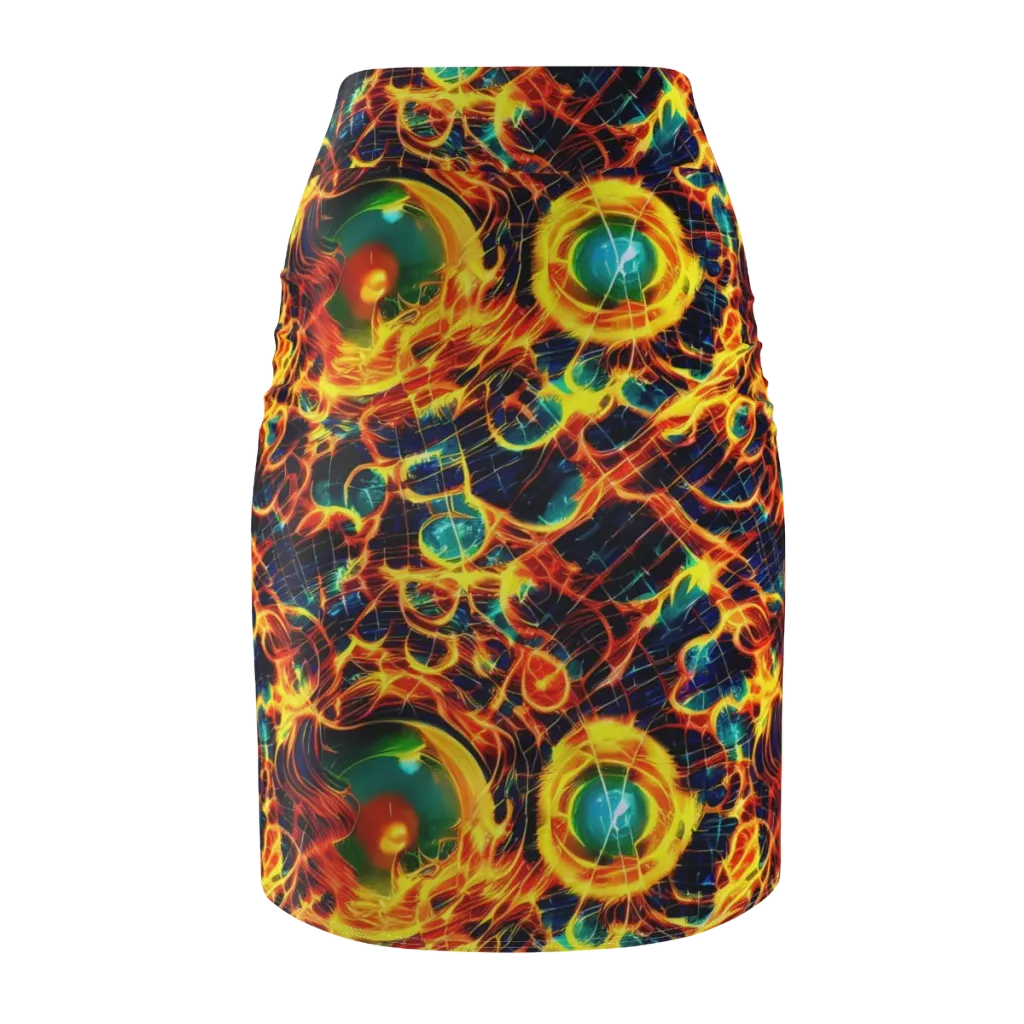 Inferno Grid on Pencil Skirt — Back