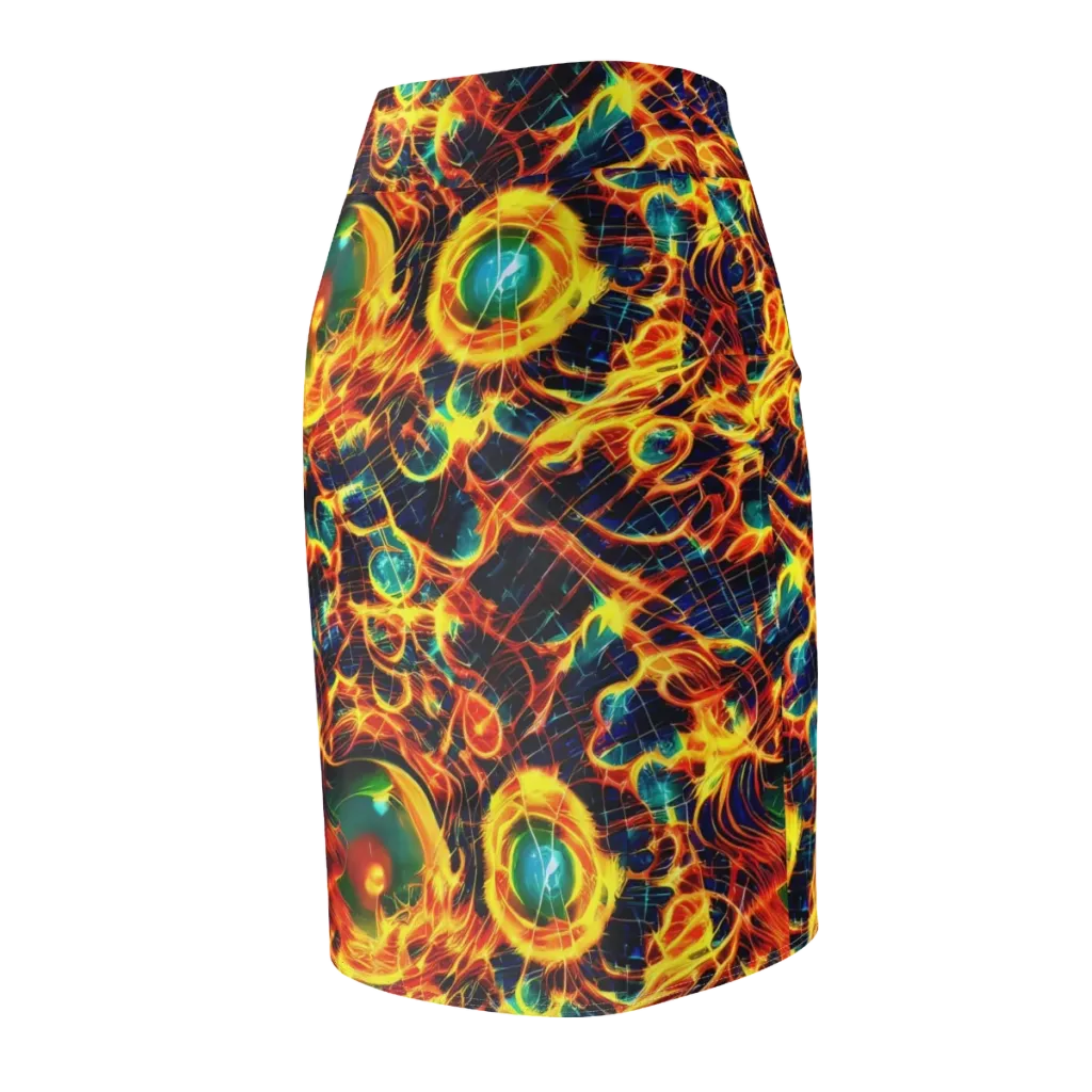 Inferno Grid on Pencil Skirt — Back Side