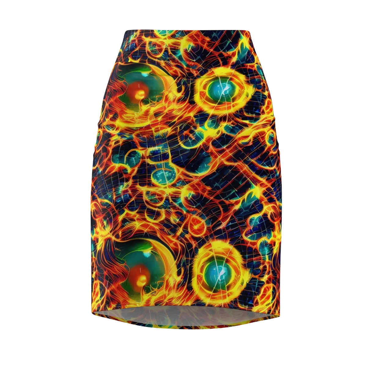 Inferno Grid on Pencil Skirt — Front