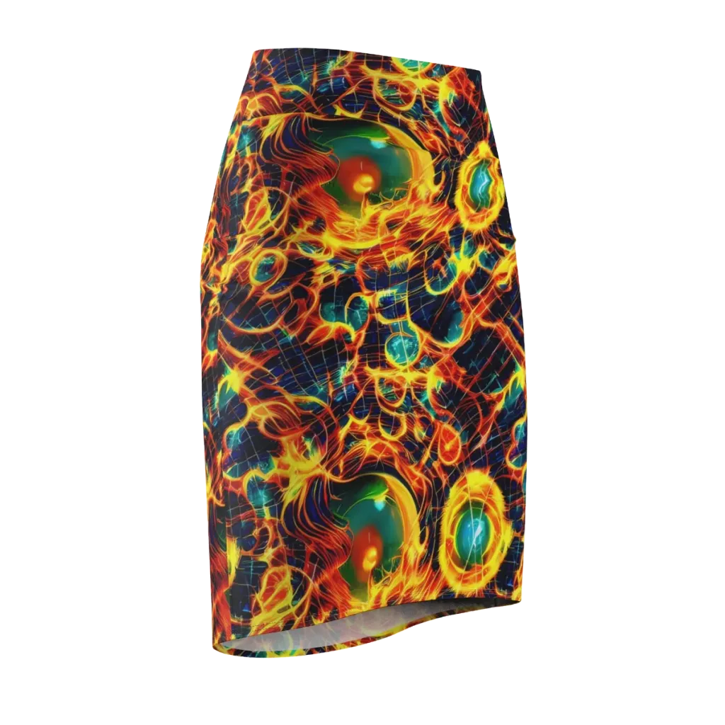 Inferno Grid on Pencil Skirt — Front Side