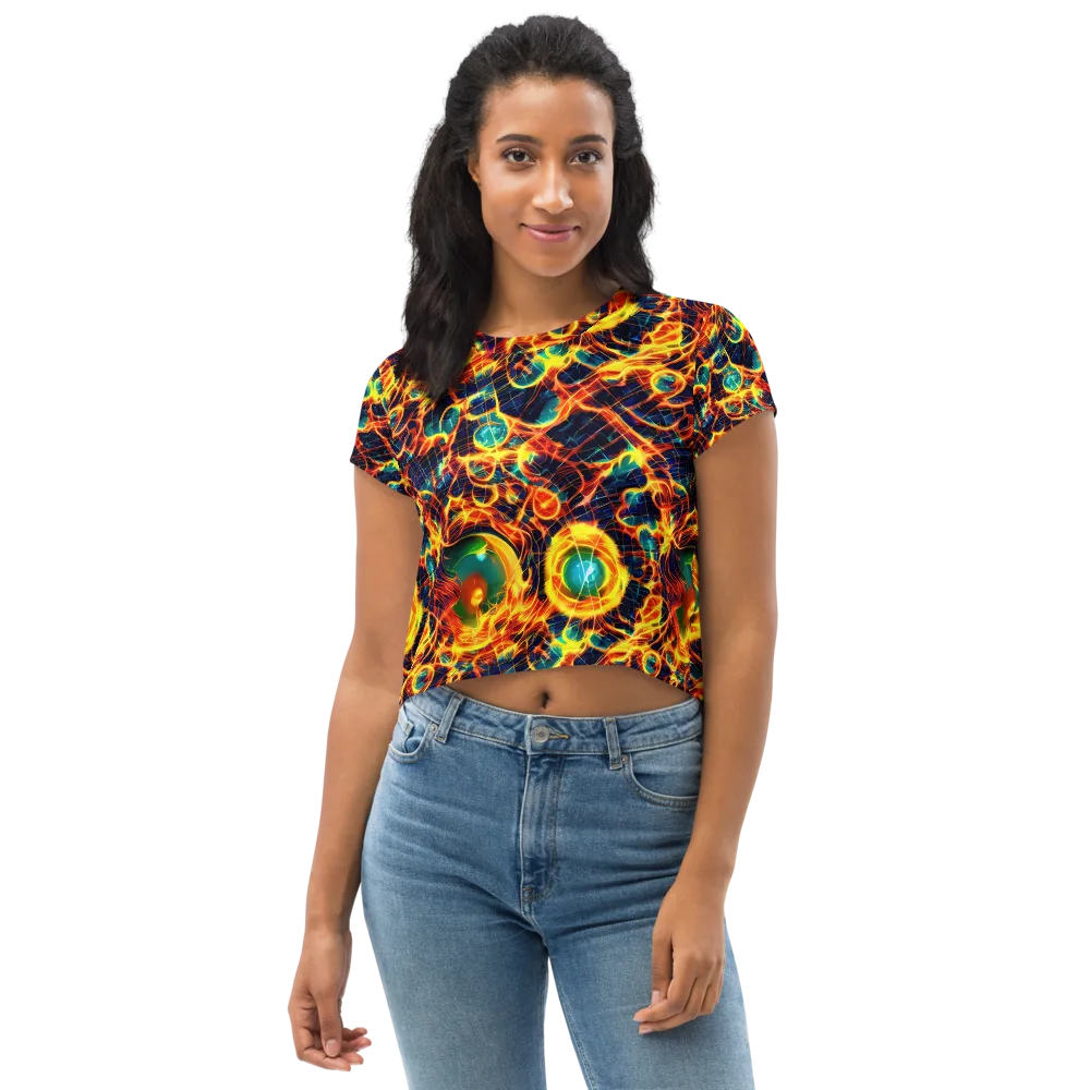 Inferno Grid on Crop Tee — Front
