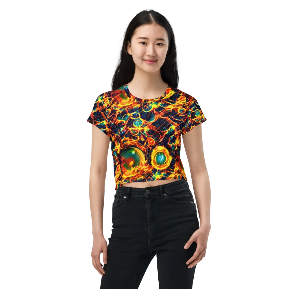 Inferno Grid on Crop Tee — Front