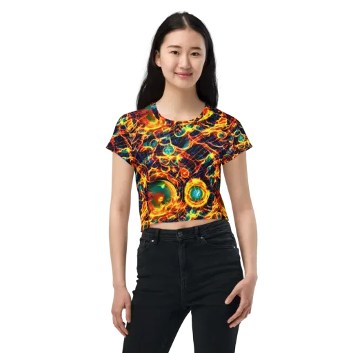 Inferno Grid on a Crop Tee