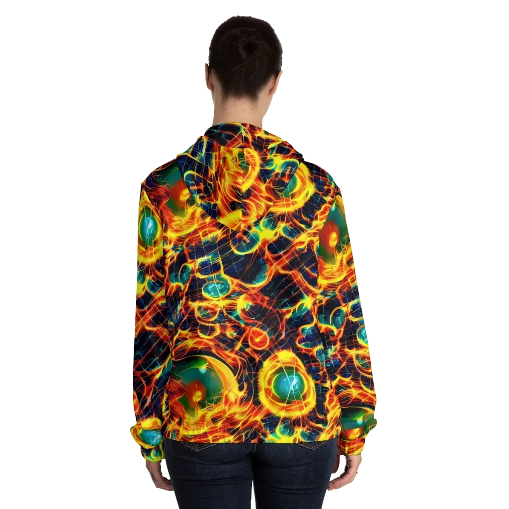 Inferno Grid on Women's Full-Zip Hoodie — Back On Person