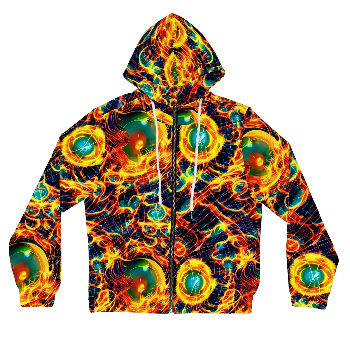 Inferno Grid on Women's Full-Zip Hoodie — Front