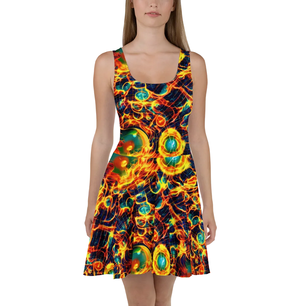 Inferno Grid on Skater Dress — Front