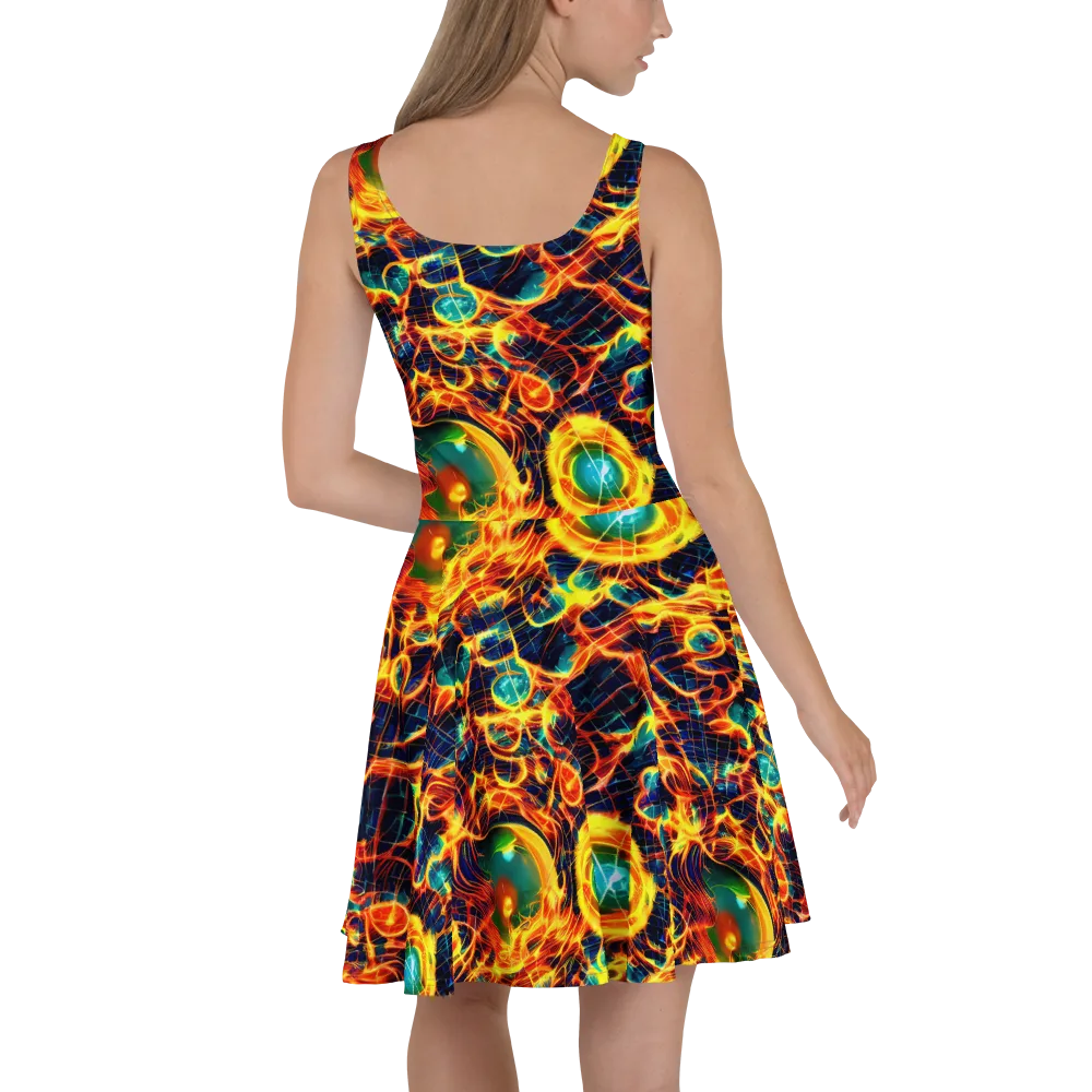 Inferno Grid on Skater Dress — Back
